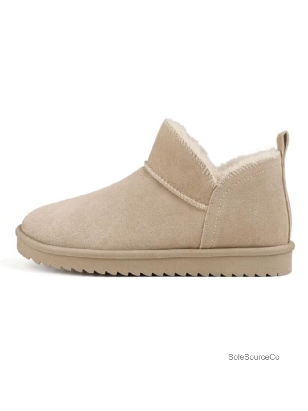 Cow Suede Winter Ankle Boots Faux Fur Lined Slip On Snow Booties